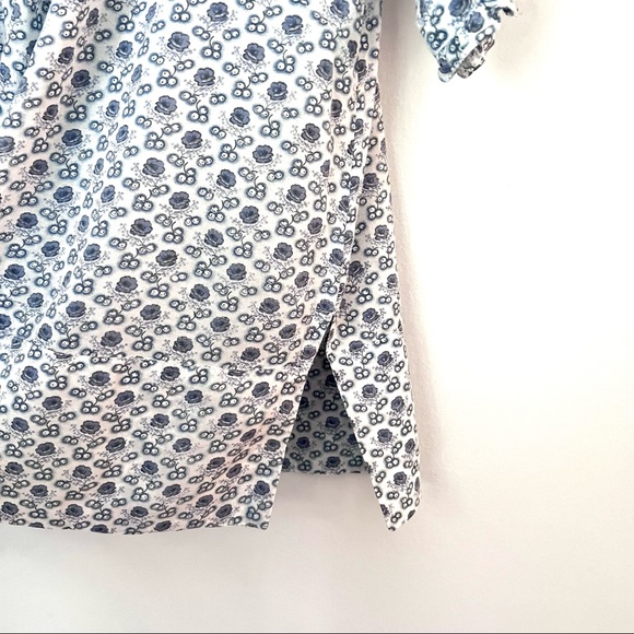 APRIL CORNELL Floral Blue and White Short Sleeve Tunic Top Women’s Size Medium - Picture 5 of 11
